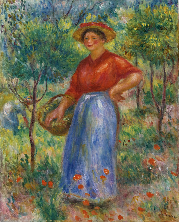 Girl with basket. Gabrielle in the garden Painting by Pierre-Auguste Renoir