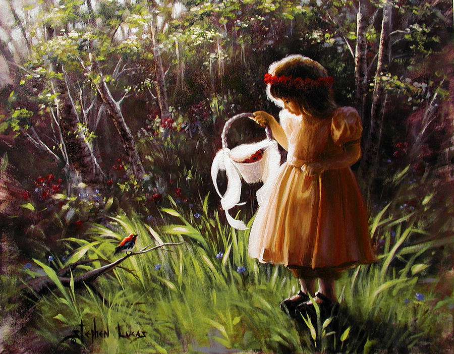 Girl with Basket of Roses Painting by Stephen Lucas Girl with Basket of Roses Painting by Stephen Lucas
