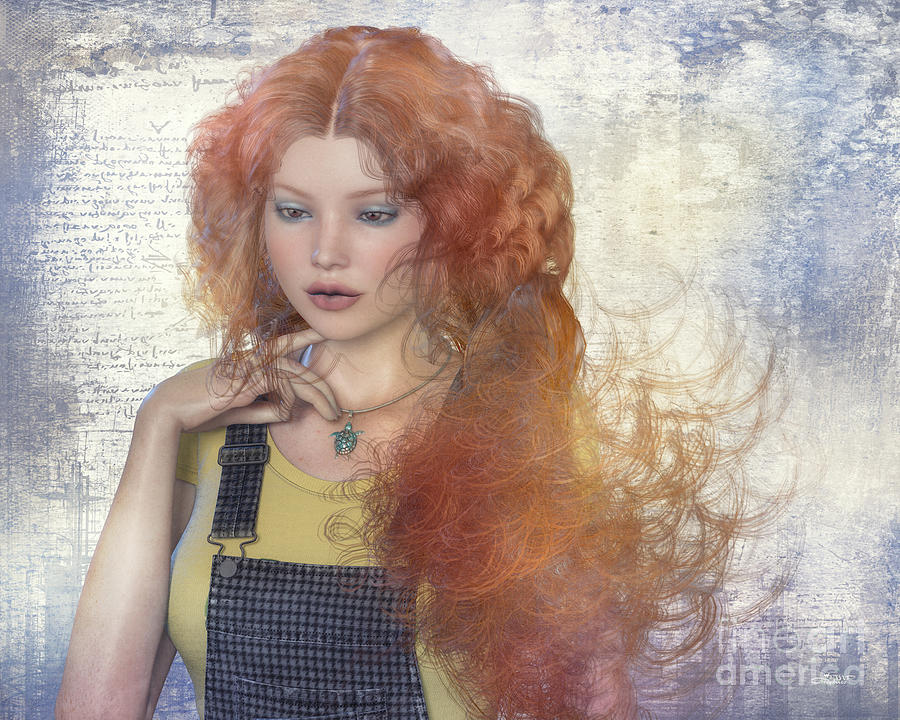Girl with Beautiful Hair Digital Art by Jutta Maria Pusl