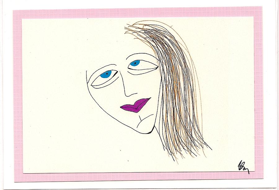 Girls Drawing - Girl With Blue Eyes by Bridget Sweeney