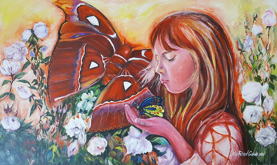 Girl with butterflies Painting by Rita Fetisov