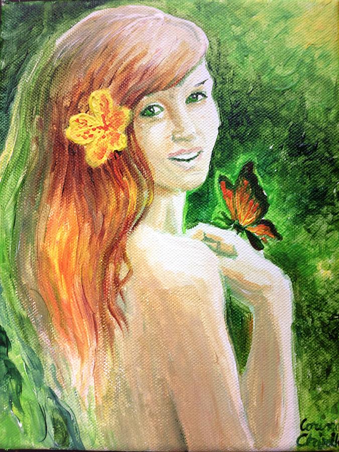 Girl With Butterfly Painting by Chirila Corina - Fine Art America