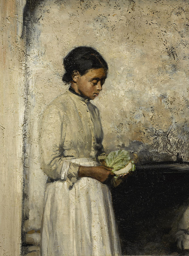 Girl with Cabbage Painting by Thomas Hovenden