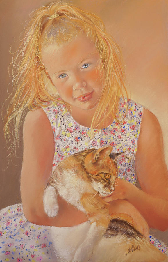 Portrait Painting - Girl With Cat by Margaret Merry