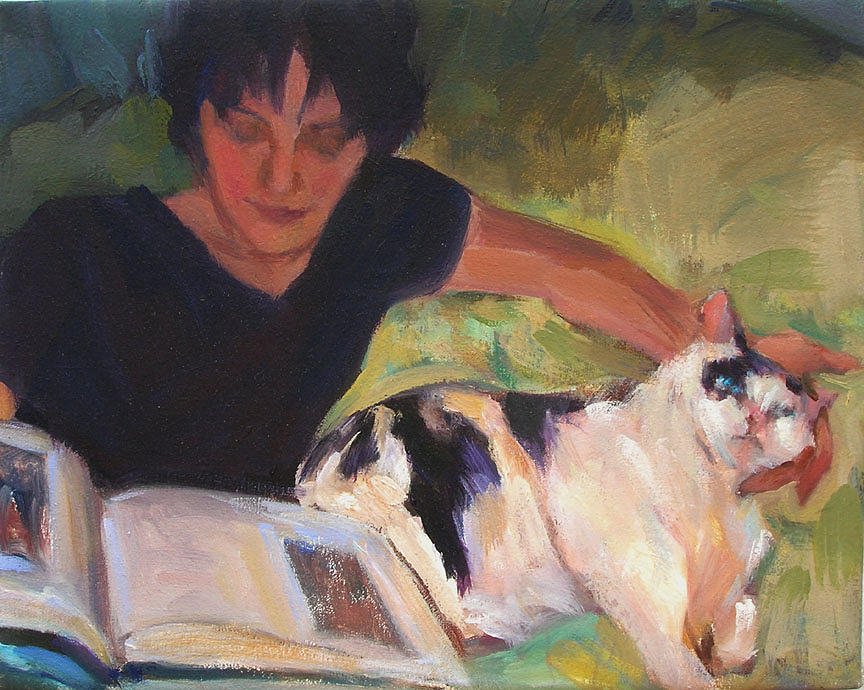 Girl With Cat Painting by Merle Keller