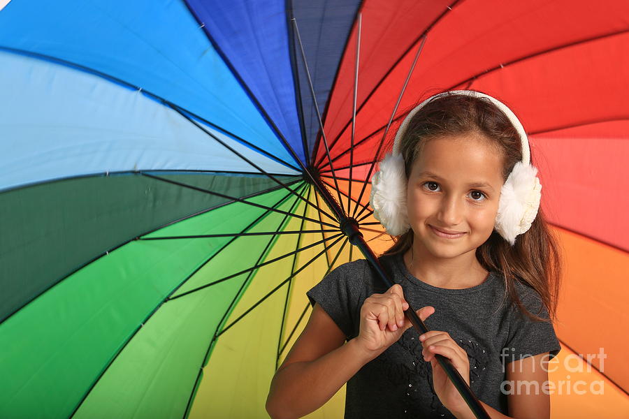 Girl With Colourful Umbrella  Photograph by Fabian Koldorff