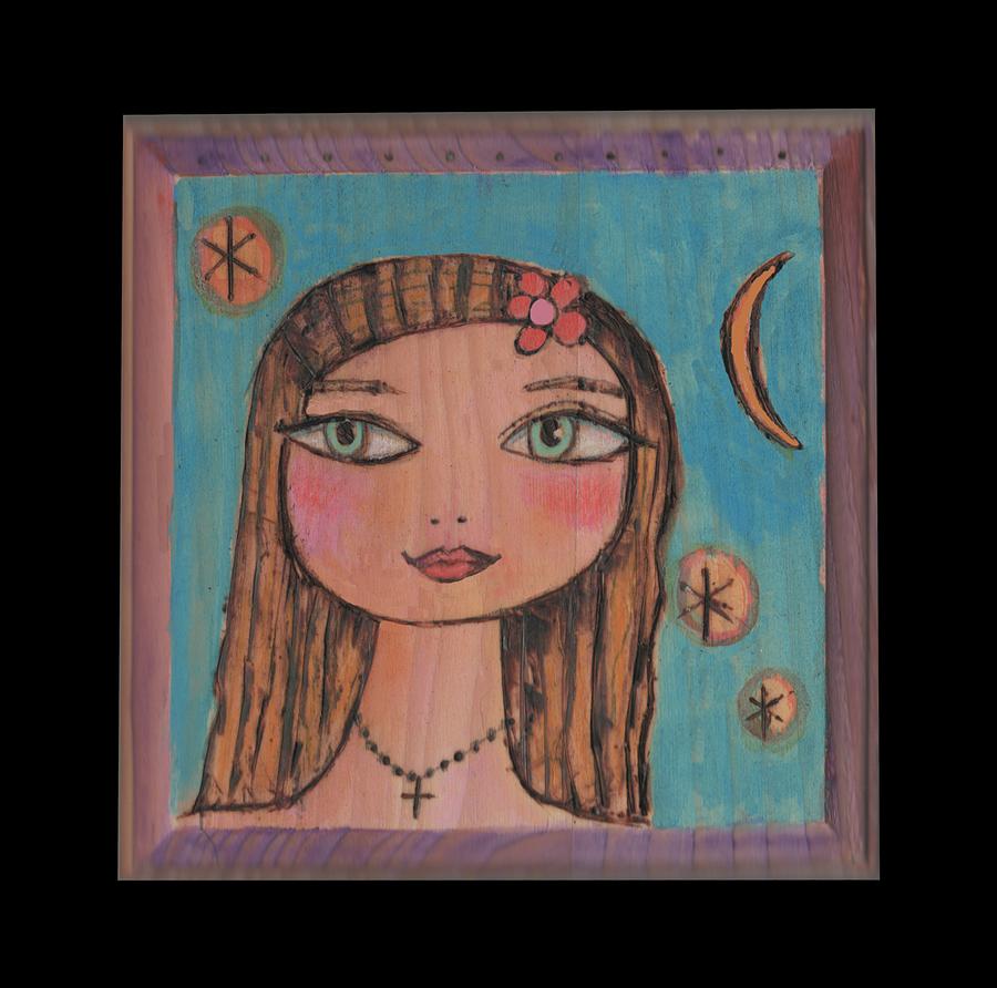 Girl with Cross Mixed Media by Trish Marcum