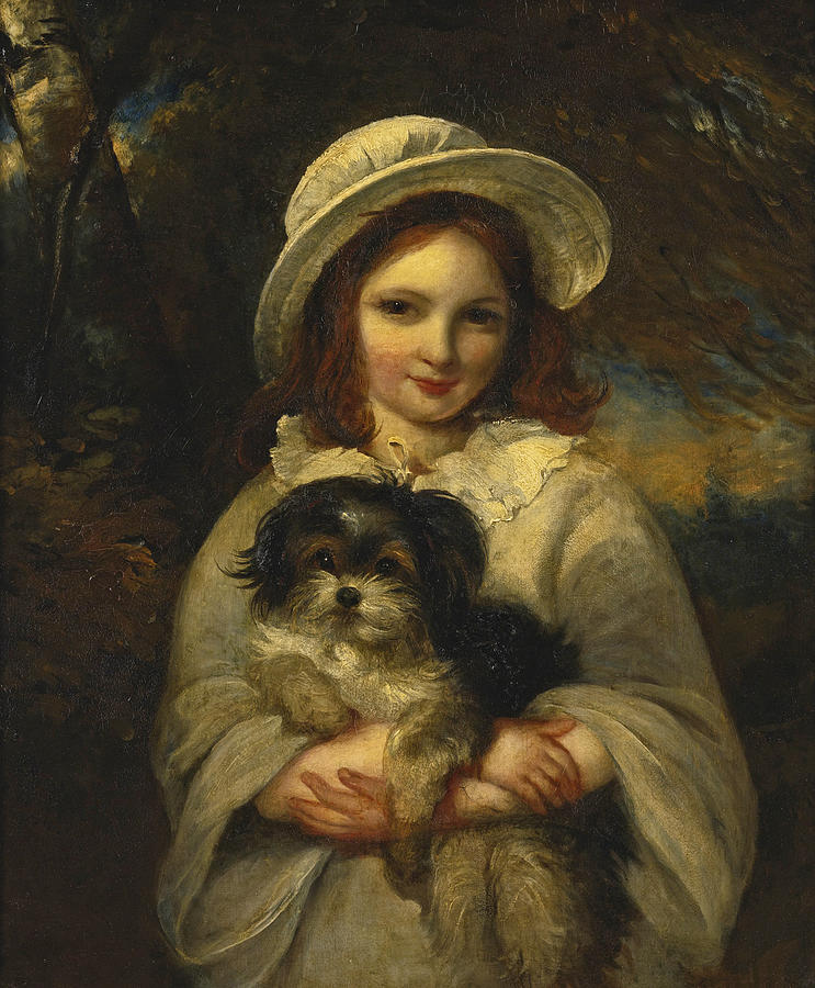 Girl With Dog Painting By Frederick Yates Hurlstone