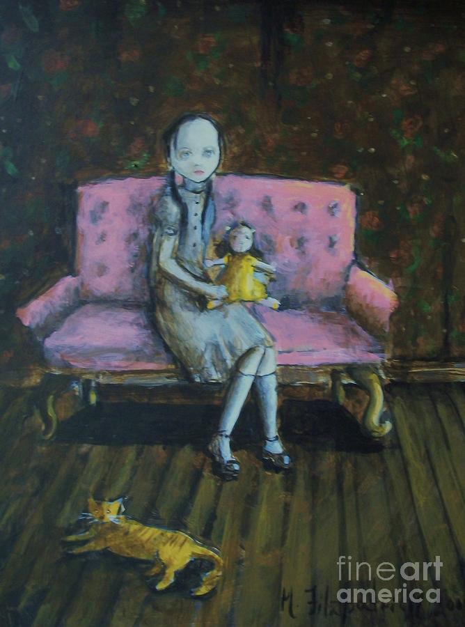 Girl with doll Painting by Mya Fitzpatrick - Fine Art America
