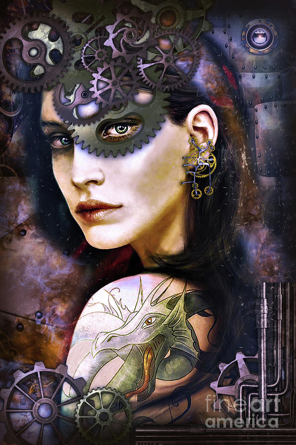 Girl with Dragon Tattoo Digital Art by Kathy Kelly
