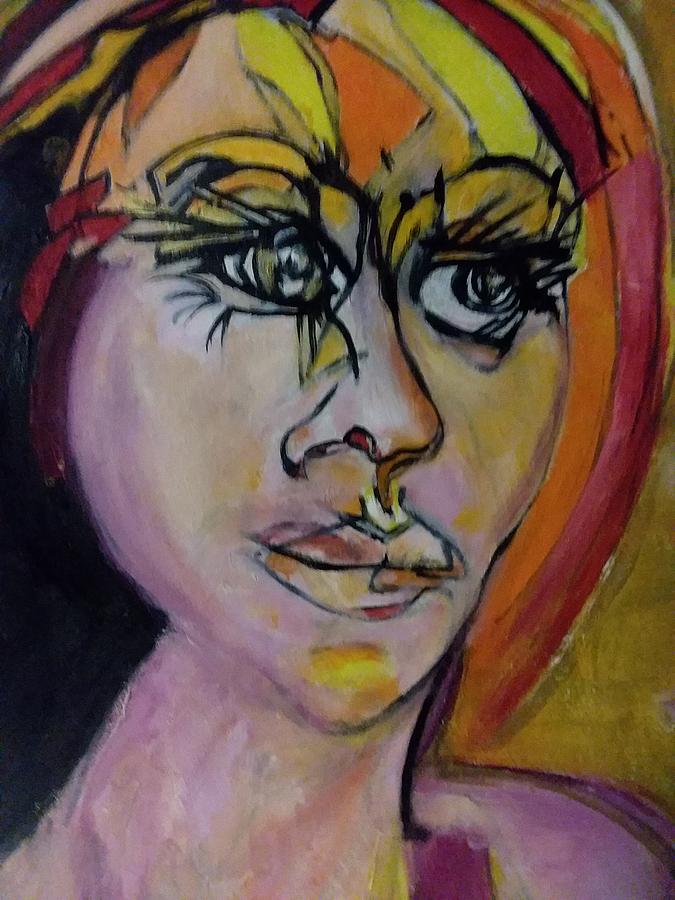 Girl with Far Away Eyes Painting by Greta Gnatek Redzko
