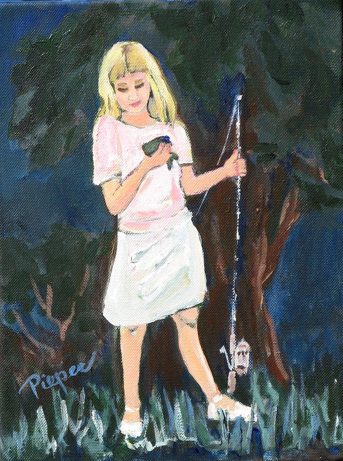 Girl with First Fish Painting by Betty Pieper