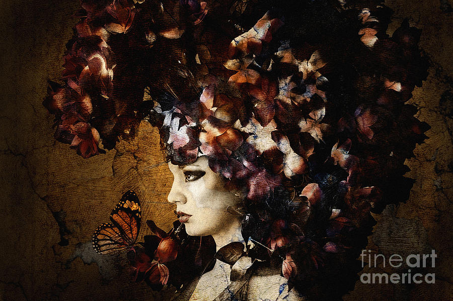 Girl with flower hat Digital Art by Dimitar Hristov