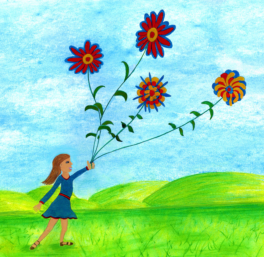 Girl With Flowers Digital Art by Christina Wedberg