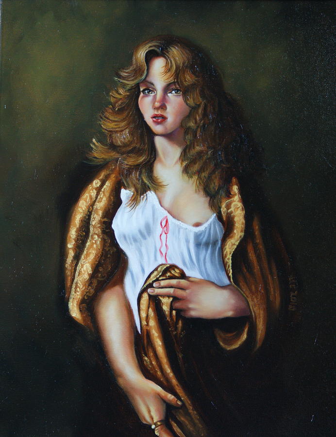 Girl with Golden Cape Painting by Theresa Cangelosi