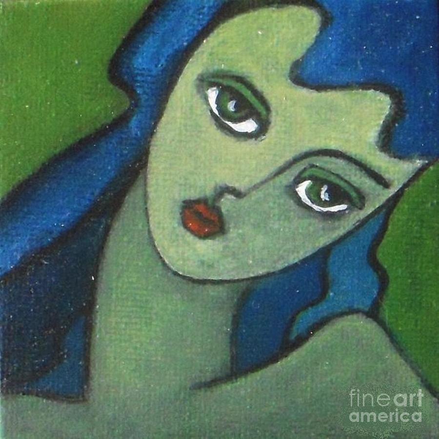 Abstract Painting - Girl with Green Eye by Vesna Antic