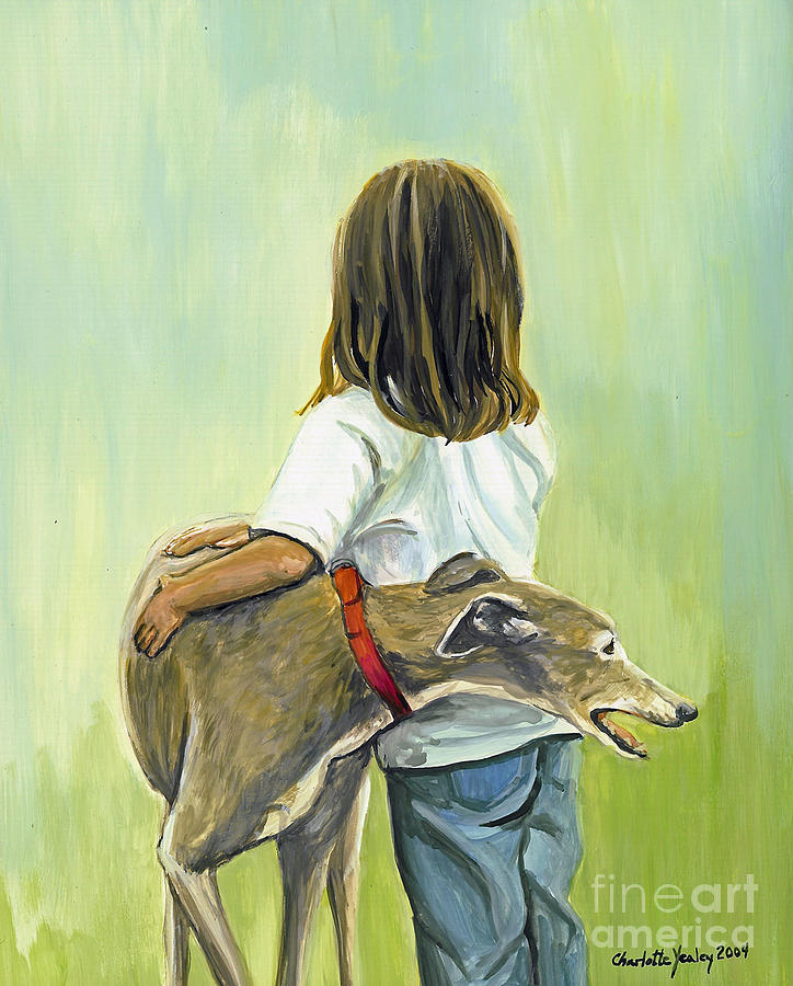 Girl with Greyhound Painting by Charlotte Yealey