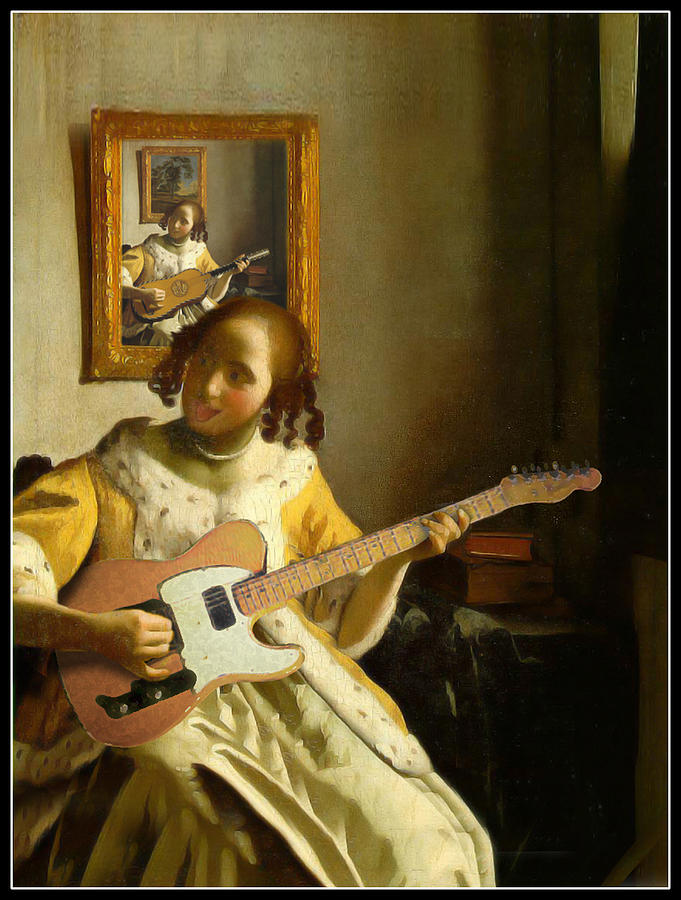 Jan Vermeer Painting - Girl with Guitar by Gravityx9  Designs