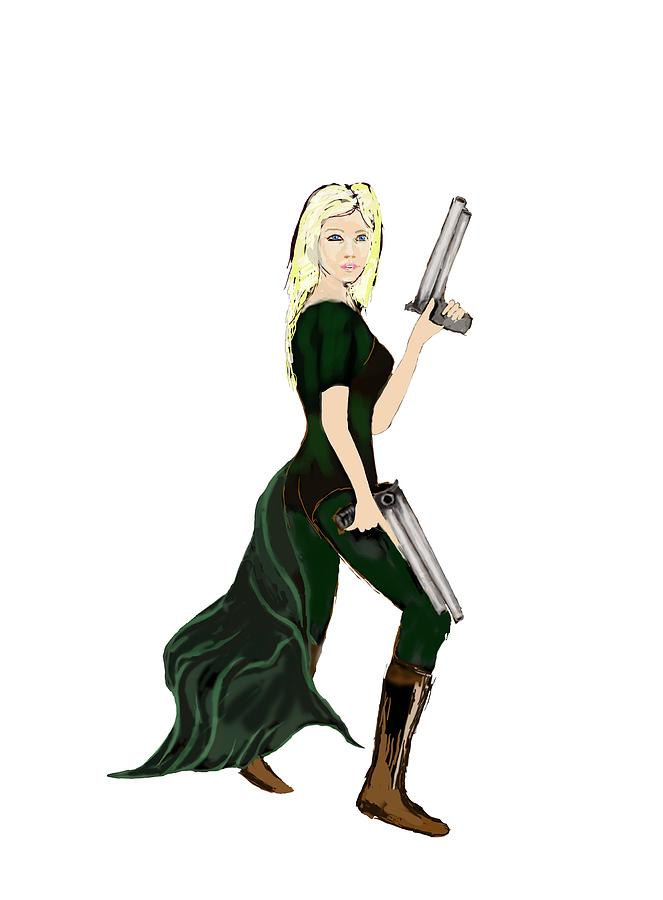 Girl with Guns Digital Art by Tom Conway