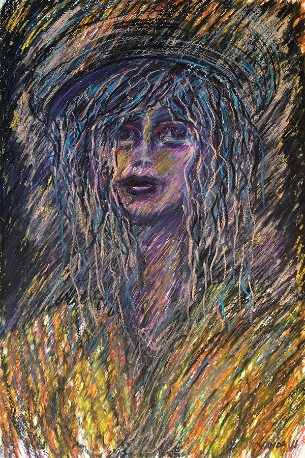 Girl with Hat Pastel by Katt Yanda