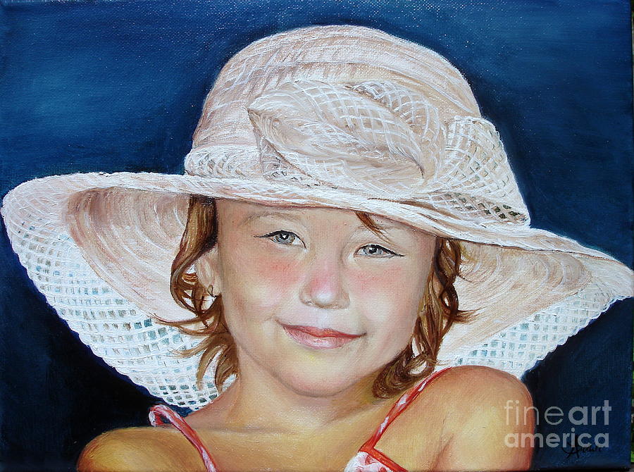 Girl with hat Painting by Sorin Apostolescu