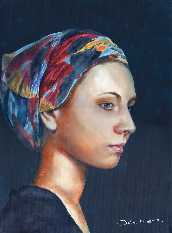 Girl in Headscarf Painting by John Neeve
