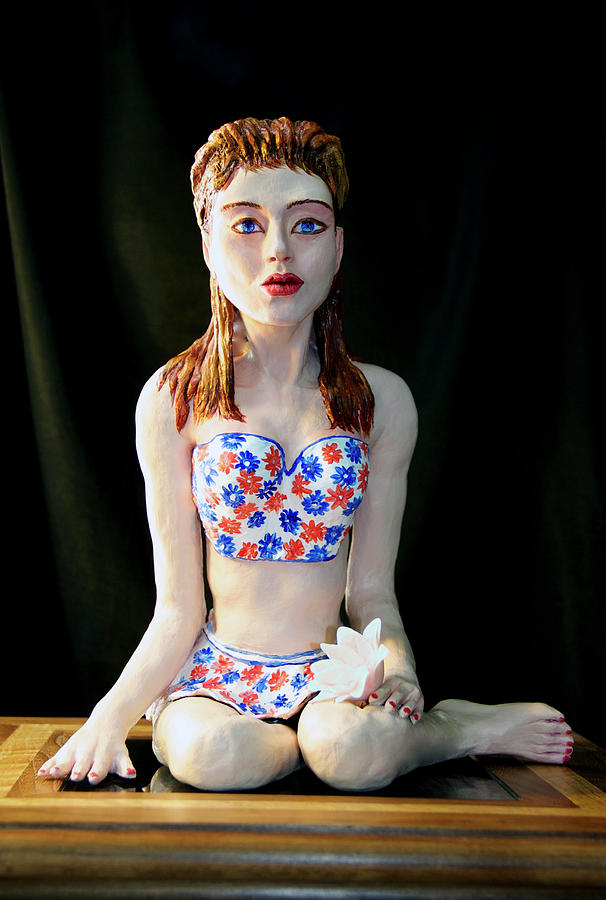 Fantasy Sculpture - Girl with lotus 2 by Yelena Rubin