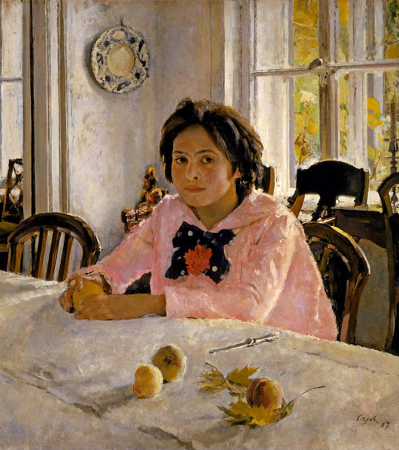 Girl with peaches. Portrait of V.S. Mamontova Painting by Valentin Alexandrovich Serov