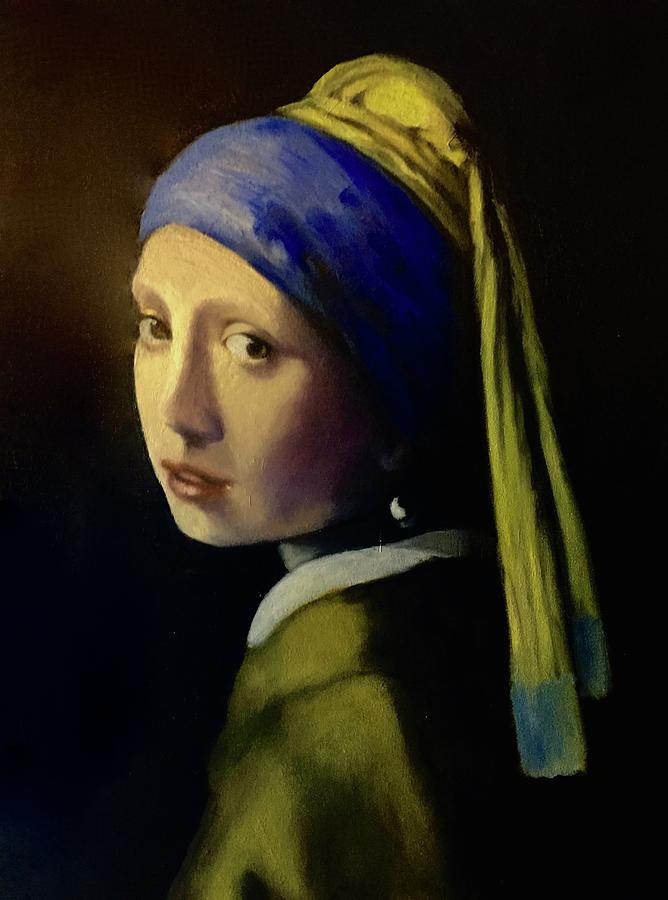 Girl with Pearl Earring after Vermeer v2 Painting by Jane Wong - Fine ...