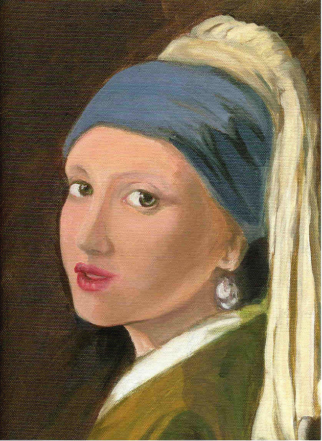 Girl with pearl earring of Vermeer Painting by Asha Sudhaker Shenoy