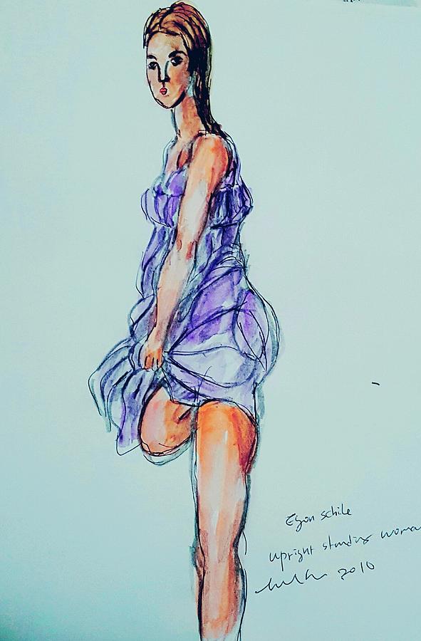 Girl with purple dress Painting by Hae Kim