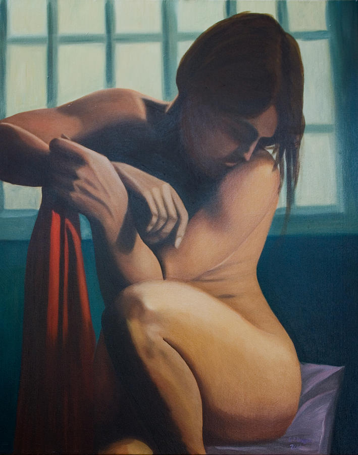Girl with Red Towel Painting by Stephen Degan
