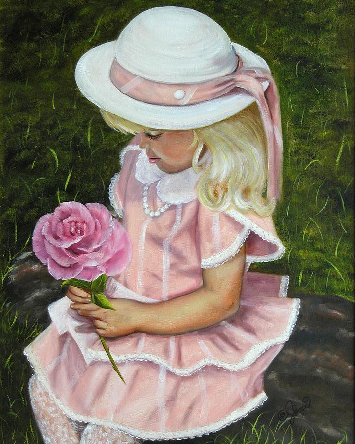 Girl with Rose Painting by Joni McPherson