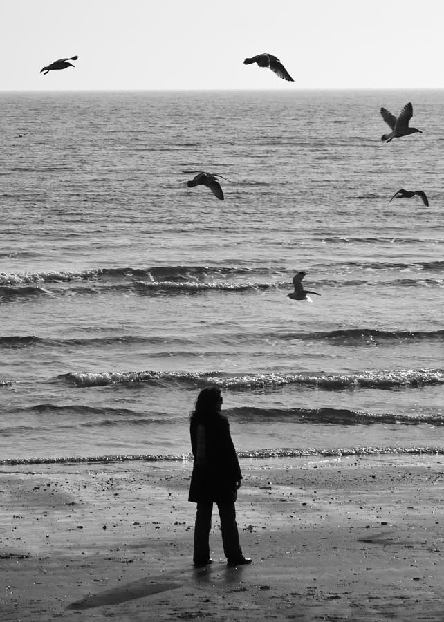 Girl with Seagulls Photograph by Steven Natanson