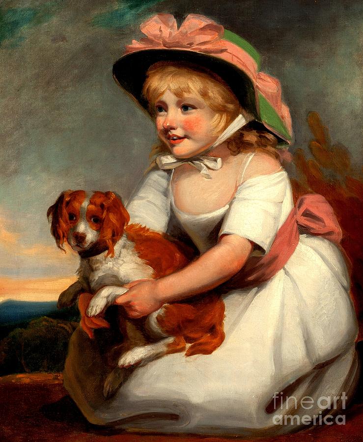 Girl with Spaniel Portrait of Sophy Elizabeth Burney 1790 Painting by Peter Ogden