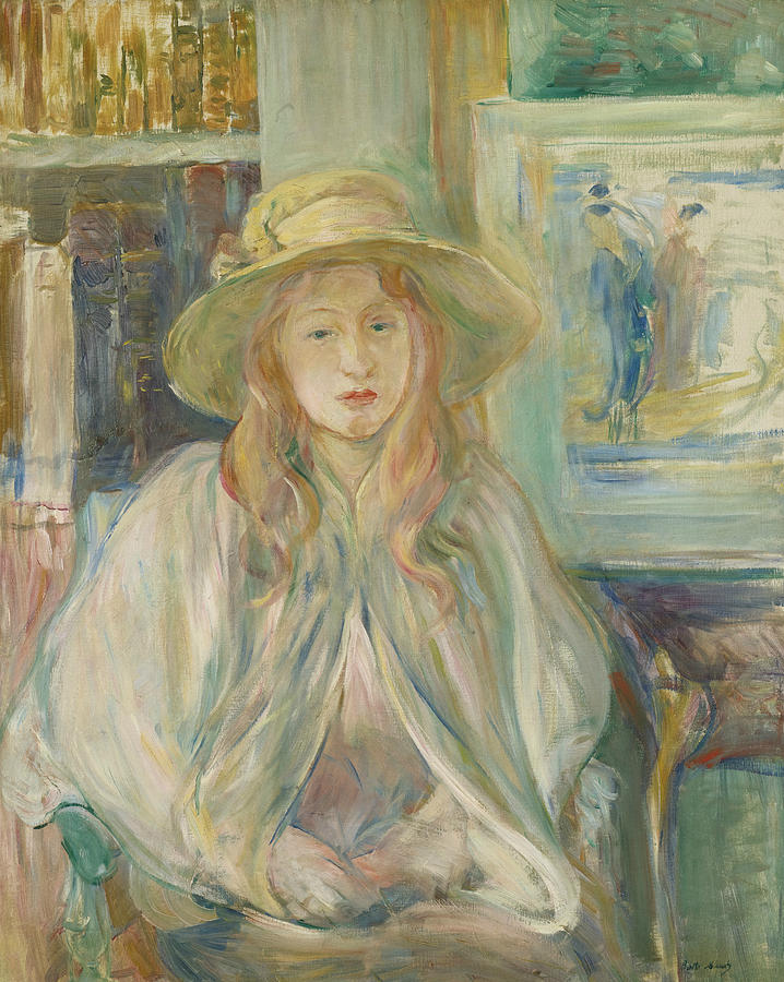 Girl With Straw Hat Painting by Berthe Morisot