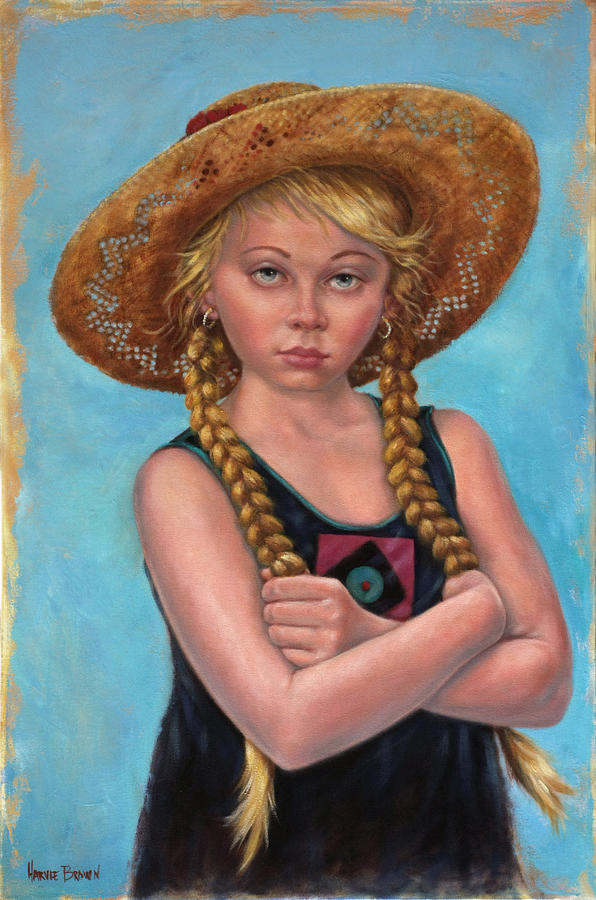 Girl with Straw Hat Painting by Harvie Brown