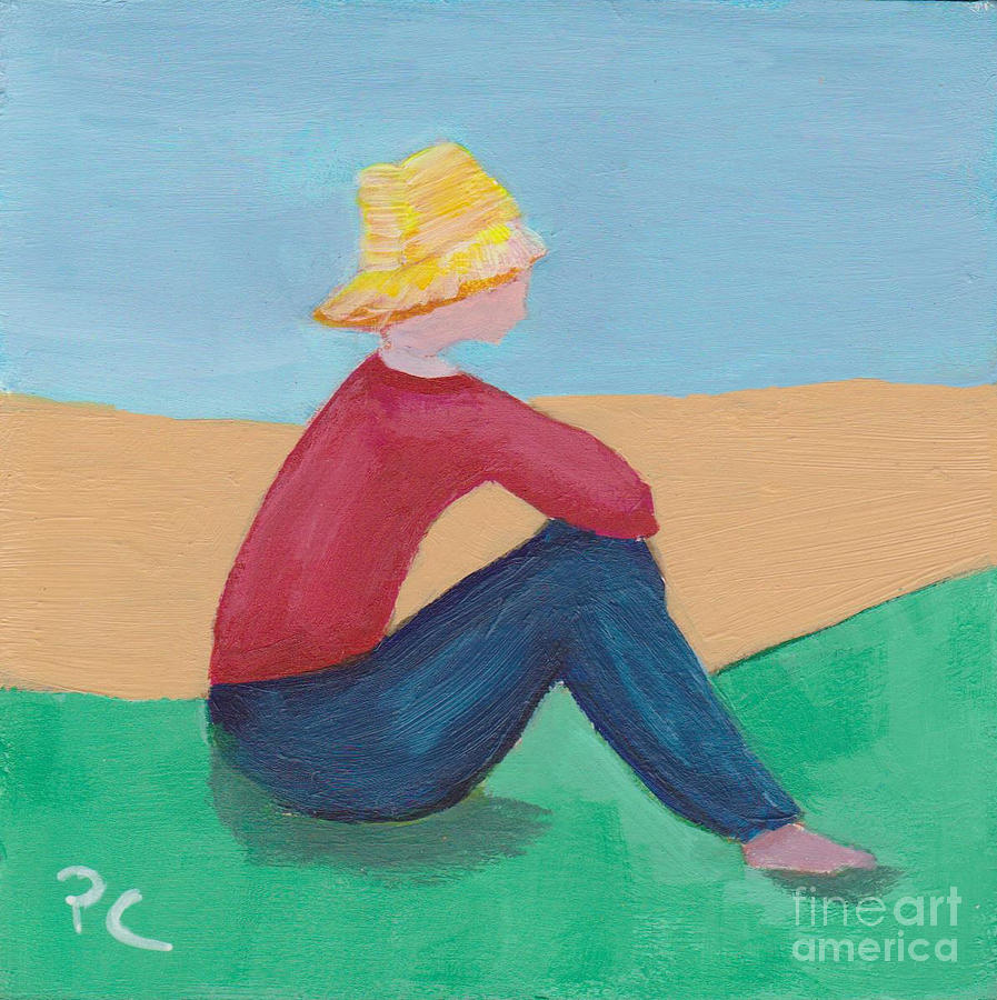Summer Painting - Girl with Straw Hat by Patricia Cleasby