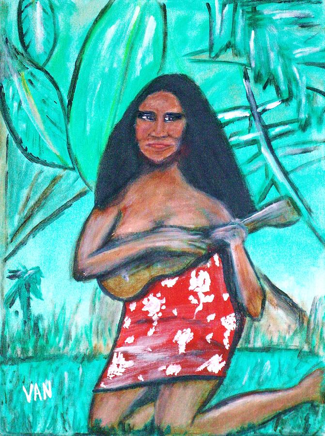 Pacific Islander Painting - Girl With Ukulele by Van Winslow