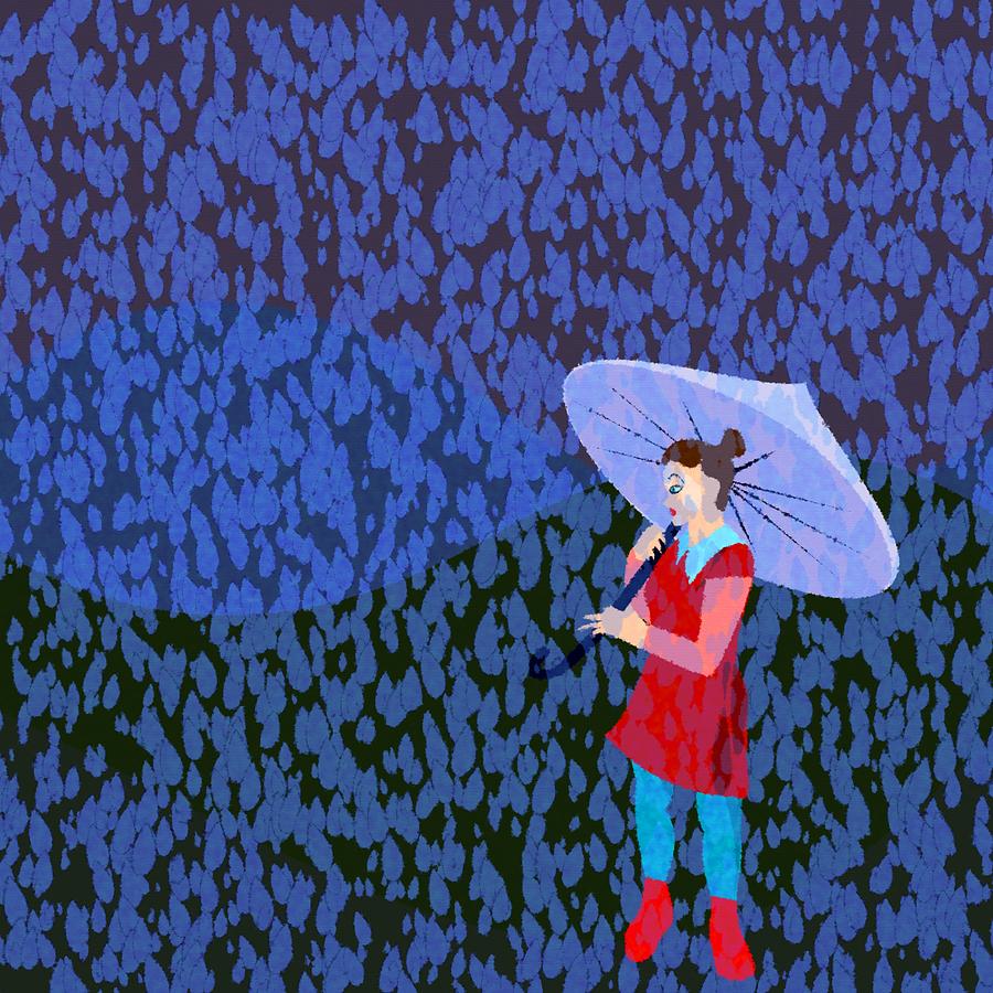 Umbrella Digital Art - Girl with umbrella by Lenka Rottova