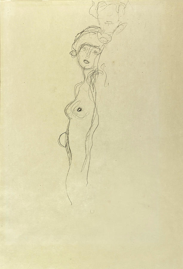 Girlfriends Drawing by Gustav Klimt