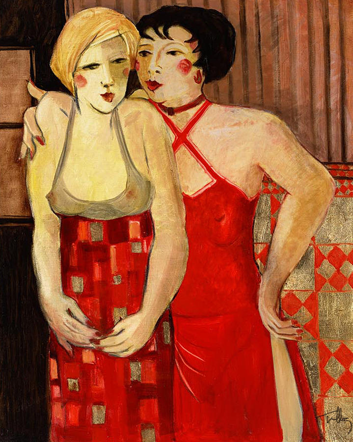 Girlfriends Painting by Thomas Tribby