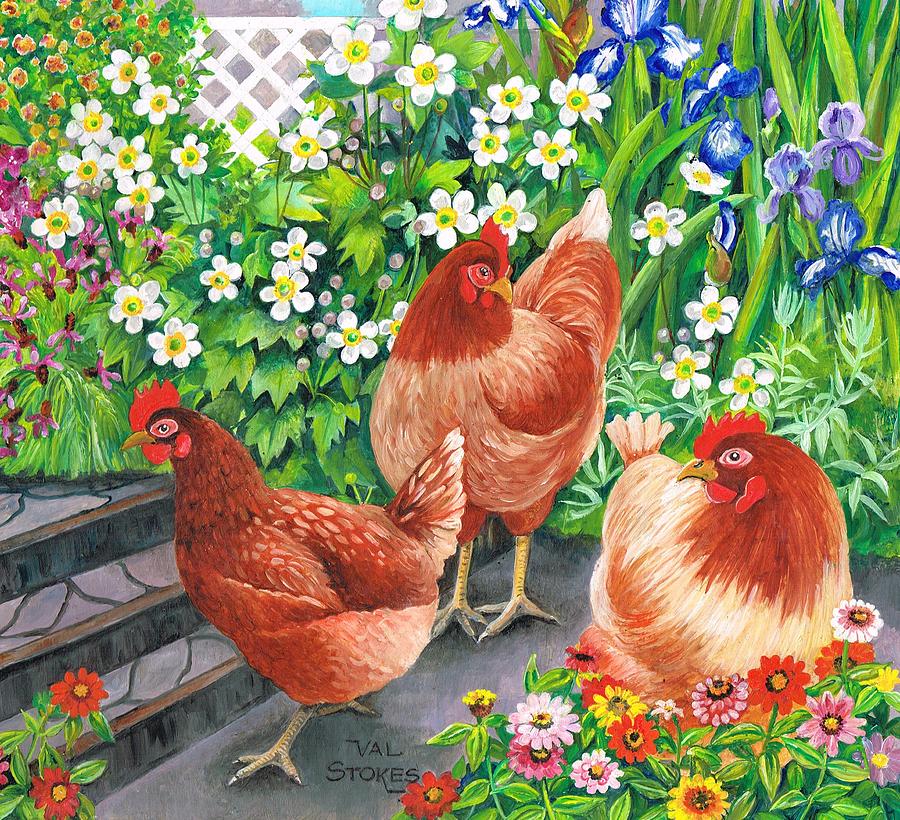 Flower Painting - Girls Day out. by Val Stokes