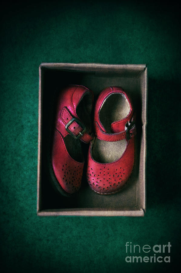 Girls Red Sandals In A Cardboard Box Photograph by Lee Avison