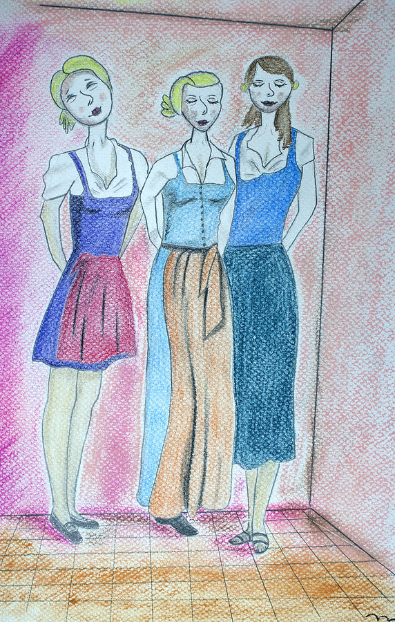 Girls Standing Pastel by Martin Valeriano