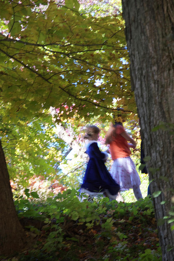 Tree Photograph - Girls Taking Stroll by Judy Swerlick