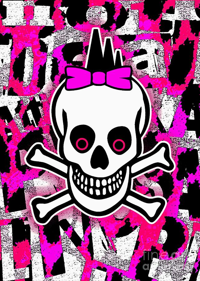 Girly Punk Skull Digital Art by Roseanne Jones