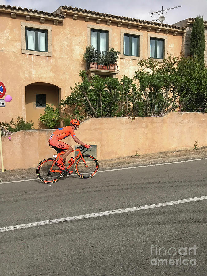 Giro dItalia cyclist passes in San Pataleo, Italy Photograph by Patricia Hofmeester