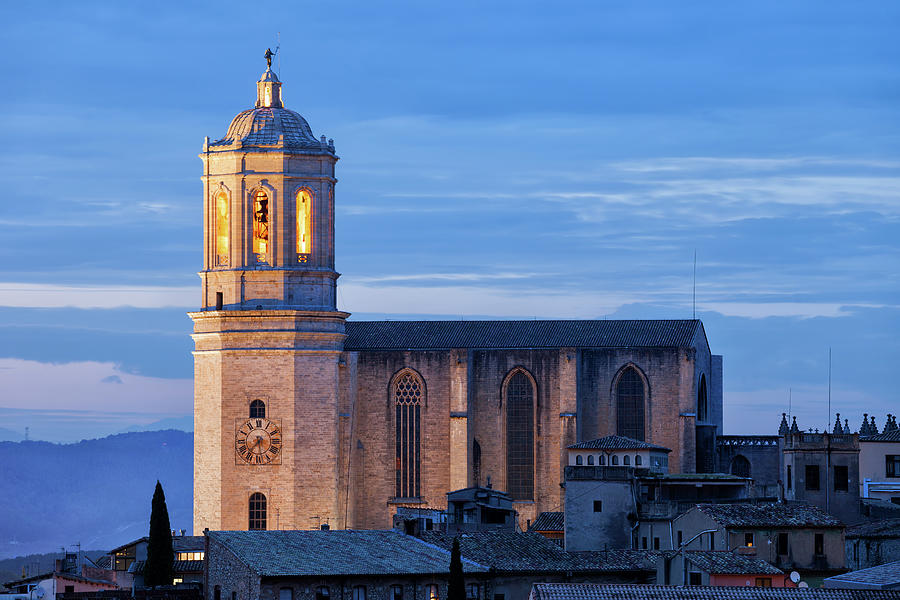 Girona Cathedral at Dusk in Spain Photograph by Artur Bogacki