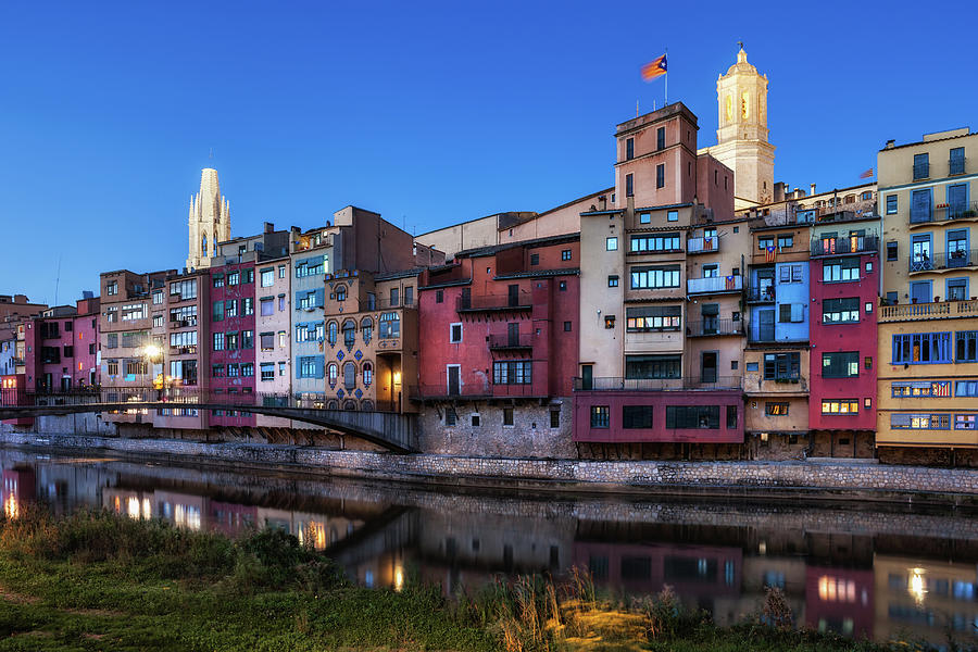 Girona City Riverside Houses At Dusk Photograph by Artur Bogacki